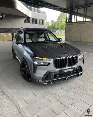 BMW X7 Cuadro de cuerpo de fibra de carbono estilo X7 LD difusor de labio delantero de fibra de carbono Arco de la rueda del capó del spoiler