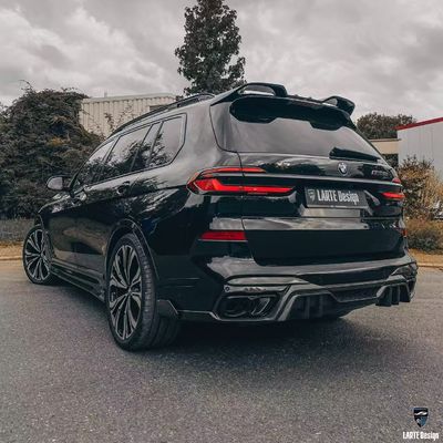 BMW X7 Cuadro de cuerpo de fibra de carbono estilo X7 LD difusor de labio delantero de fibra de carbono Arco de la rueda del capó del spoiler
