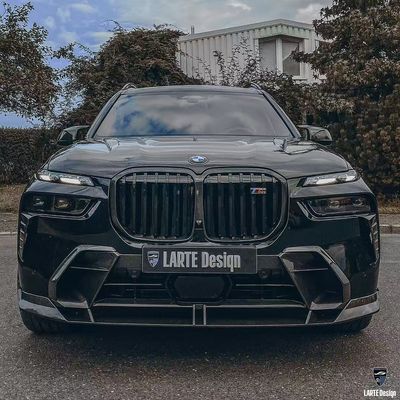 BMW X7 Cuadro de cuerpo de fibra de carbono estilo X7 LD difusor de labio delantero de fibra de carbono Arco de la rueda del capó del spoiler