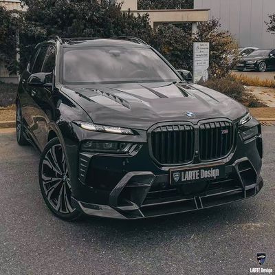 BMW X7 Cuadro de cuerpo de fibra de carbono estilo X7 LD difusor de labio delantero de fibra de carbono Arco de la rueda del capó del spoiler