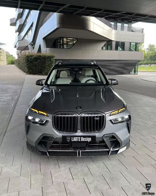 BMW X7 Cuadro de cuerpo de fibra de carbono estilo X7 LD difusor de labio delantero de fibra de carbono Arco de la rueda del capó del spoiler