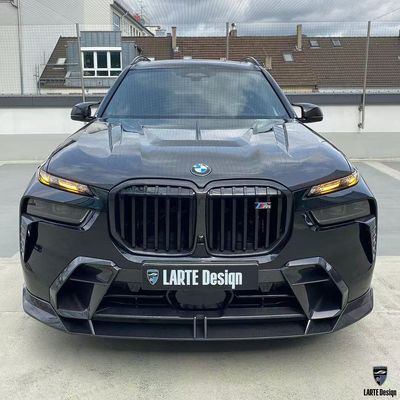 BMW X7 Cuadro de cuerpo de fibra de carbono estilo X7 LD difusor de labio delantero de fibra de carbono Arco de la rueda del capó del spoiler