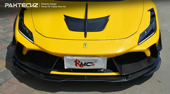 Kit de fibra de carbono de estilo Paktechz para Ferrari F8 Kit de carrocería de fibra de carbono delantera, pala trasera y difusor