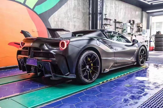 Repuestos de automóviles para Ferrari 488 Kit de carrocería 488 Modernizado estilo MSY delantero y trasero Spoiler para parachoques Kit de carrocería de fibra de carbono