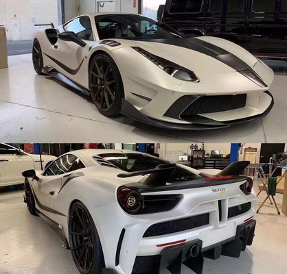Repuestos de automóviles para Ferrari 488 Kit de carrocería 488 Modernizado estilo MSY delantero y trasero Spoiler para parachoques Kit de carrocería de fibra de carbono