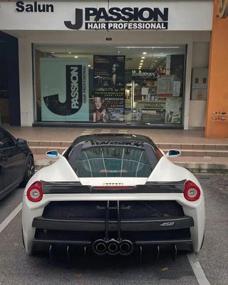 Repuestos para automóviles para Ferrari 458 Kit de carrocería 458 Modernizado Misha estilo delantero y trasero Parachoques lateral Falda con capucha Spoiler Kit de carrocería