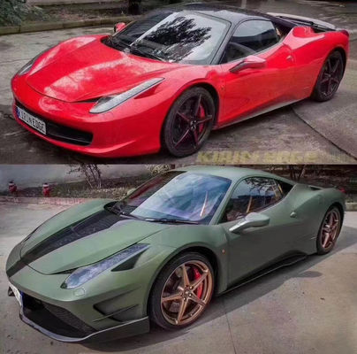 Repuestos para automóviles para Ferrari 458 Kit de carrocería 458 Modernizado Misha estilo delantero y trasero Parachoques lateral Falda con capucha Spoiler Kit de carrocería