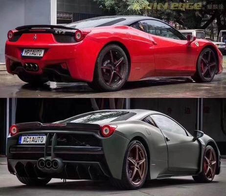 Repuestos para automóviles para Ferrari 458 Kit de carrocería 458 Modernizado Misha estilo delantero y trasero Parachoques lateral Falda con capucha Spoiler Kit de carrocería