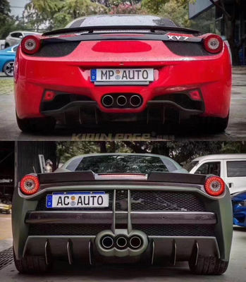 Repuestos para automóviles para Ferrari 458 Kit de carrocería 458 Modernizado Misha estilo delantero y trasero Parachoques lateral Falda con capucha Spoiler Kit de carrocería