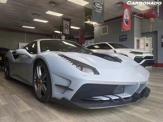 Para el Ferrari 488 Kit de cuerpo de fibra de carbono 488 Misha estilo mejorado delantero y trasero del parachoques spoiler Hood Kit de cuerpo de fibra de carbono