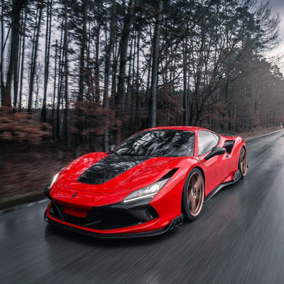 Para el Ferrari F8 Kit de carrocería de fibra de carbono F8 mejorado KEYVANY estilo de la pala delantera difusor spoiler Kit de carrocería
