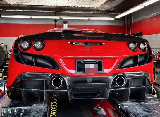 Para el Ferrari F8 Kit de carrocería de fibra de carbono F8 mejorado KEYVANY estilo de la pala delantera difusor spoiler Kit de carrocería
