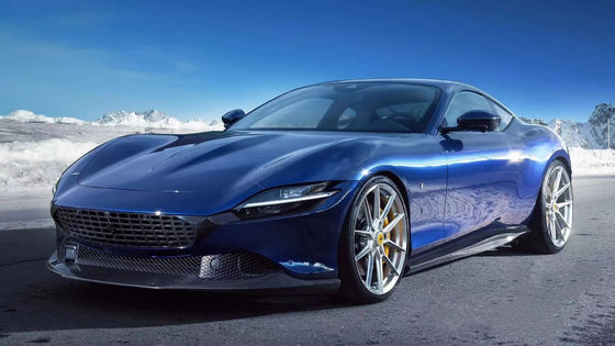 Para Ferrari Roma Kit de cuerpo de fibra de carbono Roma actualizaciones estilo novato Fibra de carbono delantera de labio difusor spoiler lateral falda Kit de cuerpo