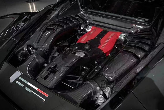 488 Ferrari Body Kit Escudo del motor de fibra de carbono seco OEM tapa de aceite de fibra de carbono