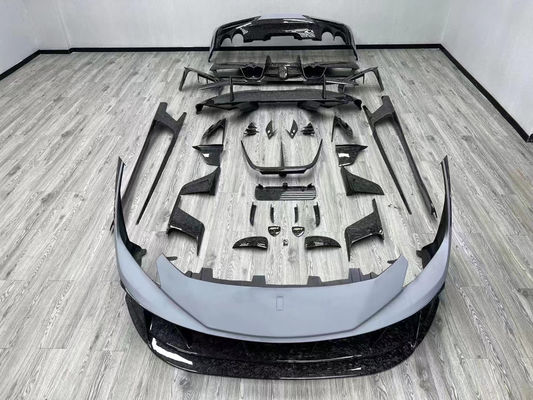 Blue F8 Ferrari Body Kit F8 MSY Estilo delantero Parche de labio del cuerpo Kit spoiler faldas laterales