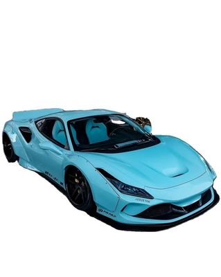 F8 Ferrari Auto Body Kit LB estilo azul Spoiler de fibra de carbono labio ancho Kit de carrocería Arco de rueda