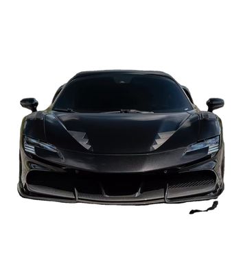 SF90 Ferrari Fibra de carbono Kit de cuerpo 1016 Estilo de labio delantero de entrada de aire negro spoiler Fender