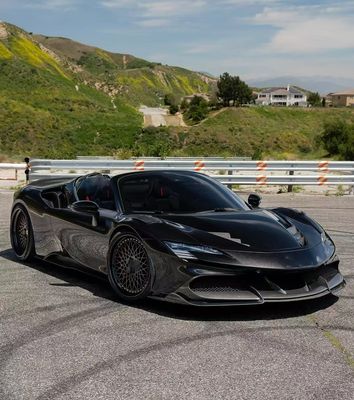 SF90 Ferrari Fibra de carbono Kit de cuerpo 1016 Estilo de labio delantero de entrada de aire negro spoiler Fender