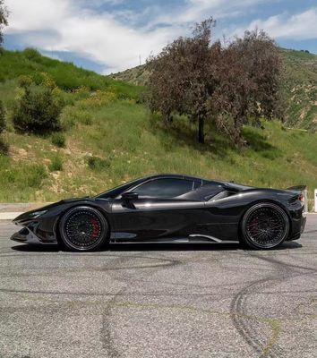 SF90 Ferrari Fibra de carbono Kit de cuerpo 1016 Estilo de labio delantero de entrada de aire negro spoiler Fender