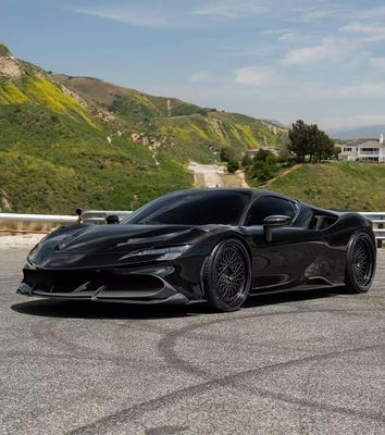 SF90 Ferrari Fibra de carbono Kit de cuerpo 1016 Estilo de labio delantero de entrada de aire negro spoiler Fender