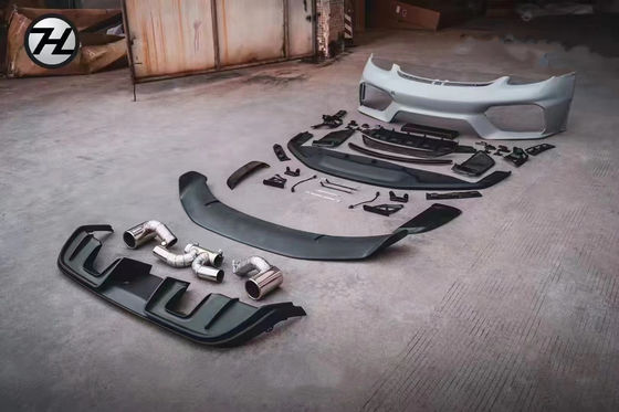 Material de plástico de PP 718 Boxster Kit de carrocería 718 GT4 estilo mejorado Frente y parachoques traseros Spoiler