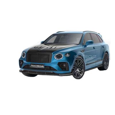Auto Azul Bentley Bentayga Kit de carrocería de cuerpo ancho de fibra de carbono delantero de labio difusor de ala capucha