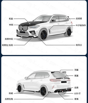 Repuestos para automóviles para BMW X5M F95 Kit de carrocería de fibra de carbono X5M F95 Kit de carrocería de spoiler de difusor de pala delantera de estilo LD
