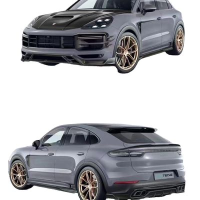 Para Porsche Cayenne Fibra de carbono Kit de cuerpo Cayenne Fibra de carbono delantera Difusor de labios Spoiler de la parte superior del capó de la camiseta