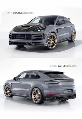 Para Porsche Cayenne Fibra de carbono Kit de cuerpo Cayenne Fibra de carbono delantera Difusor de labios Spoiler de la parte superior del capó de la camiseta