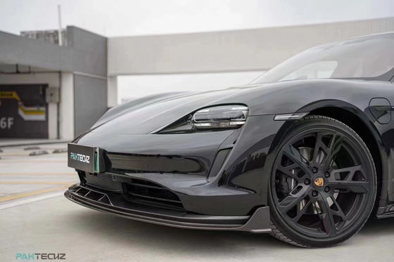 Kit de carrocería de fibra de carbono seca para Porsche Taycan Taycan actualización de estilo PAKTECHZ Kit de carrocería de spoiler de difusor de pala frontal