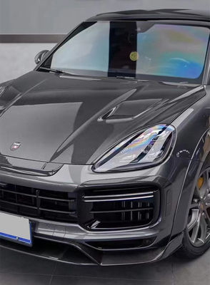 Para el Porsche Cayenne Kit de cuerpo ancho de fibra de carbono Cayenne actualiza el estilo MSY Fibra de carbono delantera del difusor de labios Spoiler Hood
