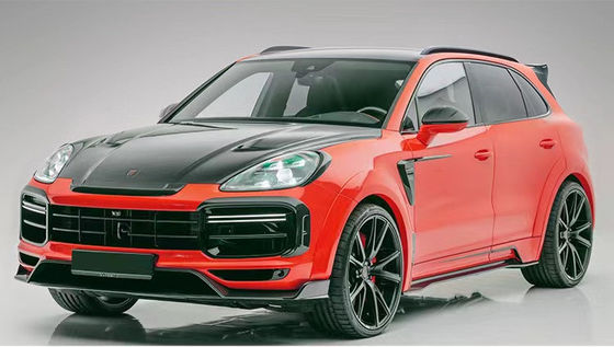 Para el Porsche Cayenne Kit de cuerpo ancho de fibra de carbono Cayenne actualiza el estilo MSY Fibra de carbono delantera del difusor de labios Spoiler Hood