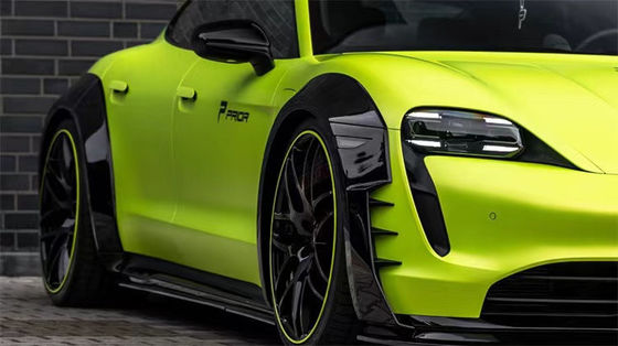 Para Porsche Taycan Kit de carrocería ancha Taycan actualiza el estilo PD de fibra de carbono delantero de labio difusor spoiler lateral falda arco de la rueda