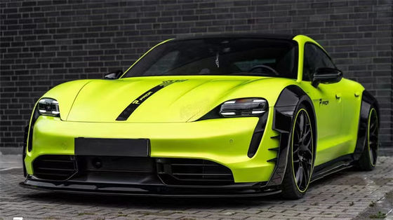 Para Porsche Taycan Kit de carrocería ancha Taycan actualiza el estilo PD de fibra de carbono delantero de labio difusor spoiler lateral falda arco de la rueda