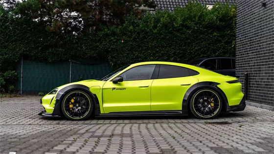 Para Porsche Taycan Kit de carrocería ancha Taycan actualiza el estilo PD de fibra de carbono delantero de labio difusor spoiler lateral falda arco de la rueda