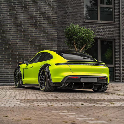 Para Porsche Taycan Kit de carrocería ancha Taycan actualiza el estilo PD de fibra de carbono delantero de labio difusor spoiler lateral falda arco de la rueda
