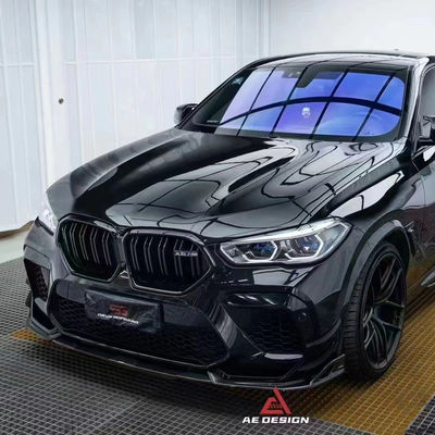 Para el BMW X6M F96 Kit de cuerpo de fibra de carbono X6M F96 actualiza el AE estilo de fibra de carbono delantero del difundidor de labio