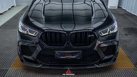 Para el BMW X6M F96 Kit de cuerpo de fibra de carbono X6M F96 actualiza el AE estilo de fibra de carbono delantero del difundidor de labio