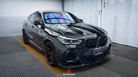 Para el BMW X6M F96 Kit de cuerpo de fibra de carbono X6M F96 actualiza el AE estilo de fibra de carbono delantero del difundidor de labio