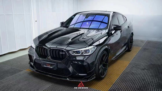 Para el BMW X6M F96 Kit de cuerpo de fibra de carbono X6M F96 actualiza el AE estilo de fibra de carbono delantero del difundidor de labio