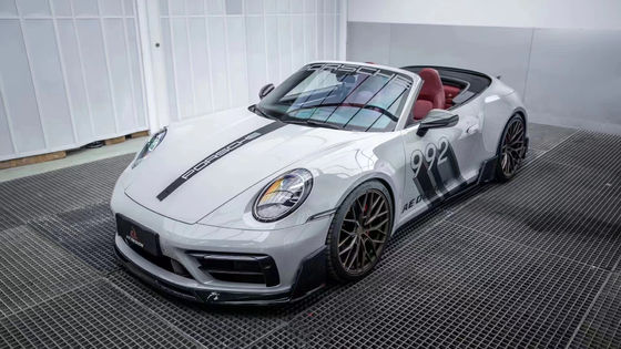Para el Porsche 992s Kit de cuerpo de fibra de carbono 992s AE estilo Fibra de carbono seca delantera de labio difusor spoiler faldana lateral