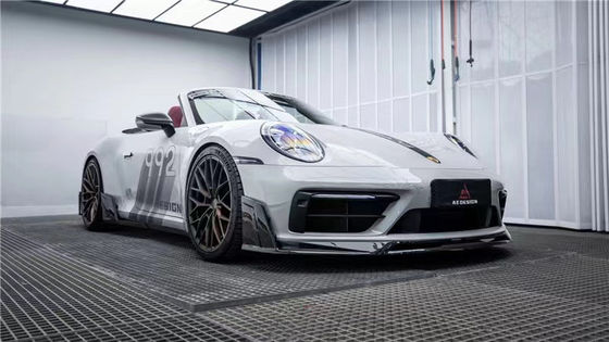 Para el Porsche 992s Kit de cuerpo de fibra de carbono 992s AE estilo Fibra de carbono seca delantera de labio difusor spoiler faldana lateral