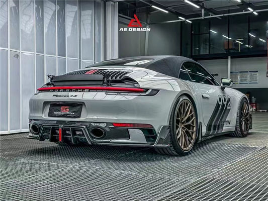 Para el Porsche 992s Kit de cuerpo de fibra de carbono 992s AE estilo Fibra de carbono seca delantera de labio difusor spoiler faldana lateral