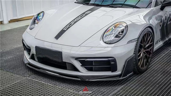 Para el Porsche 992s Kit de cuerpo de fibra de carbono 992s AE estilo Fibra de carbono seca delantera de labio difusor spoiler faldana lateral