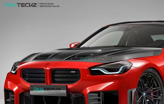 Para el BMW M2 G87 Kit de cuerpo de fibra de carbono M2 mejorado estilo Paktechz Fibra de carbono delantera del difusor de labios Spoiler Hood