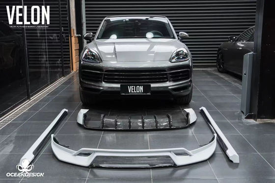Reemplazo de 2019 Porsche Cayenne Kit de cuerpo faldas laterales Fibra de carbono seca difusor spoiler