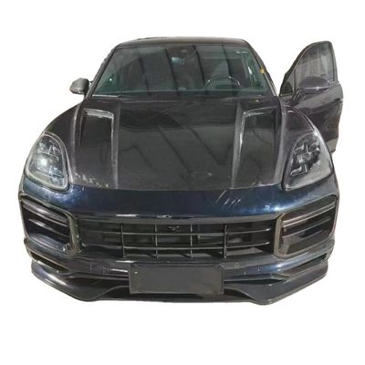 2019 Black Porsche Cayenne Body Kit TH Style Capó del motor cubierta de fibra de carbono seca
