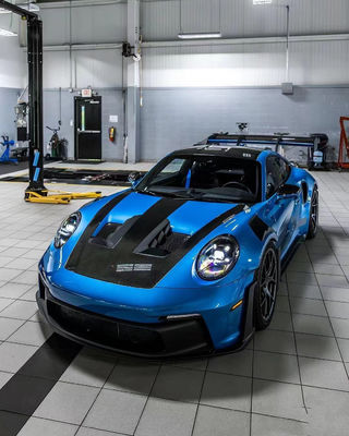 Blue Porsche Body Kit 992 GT3RS estilo de capó de fibra de carbono seco