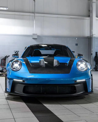 Blue Porsche Body Kit 992 GT3RS estilo de capó de fibra de carbono seco