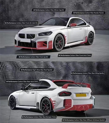 Para el BMW M2 G87 Kit de cuerpo de fibra de carbono M2 G87 Moderado MP Estilo de fibra de carbono delantero de labio difusor de spoiler Kit de cuerpo